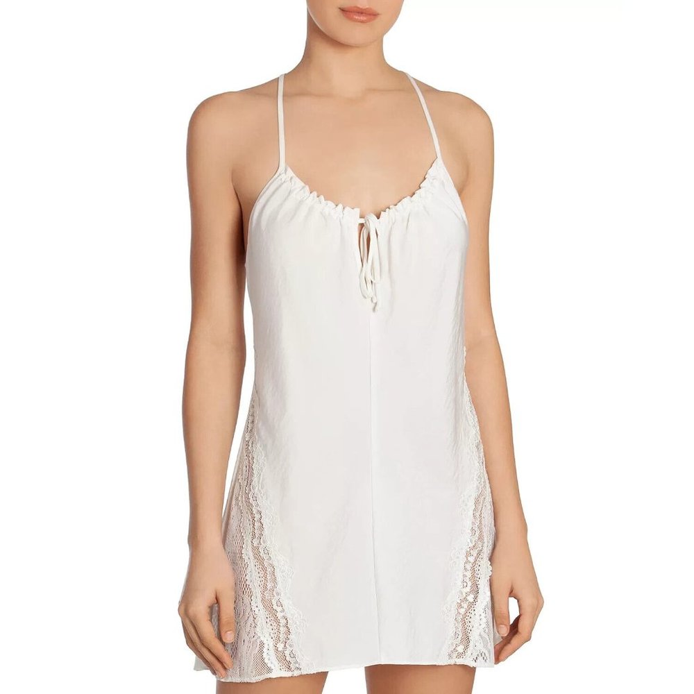 In Bloom by Jonquil Lace-Trim Racerback Chemise Nightgown White Size Small